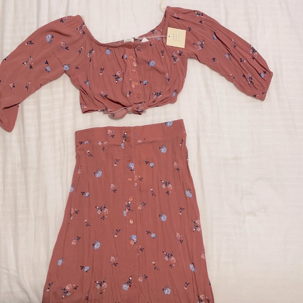 Good Luck Gem 2 piece set crop top and skirt
